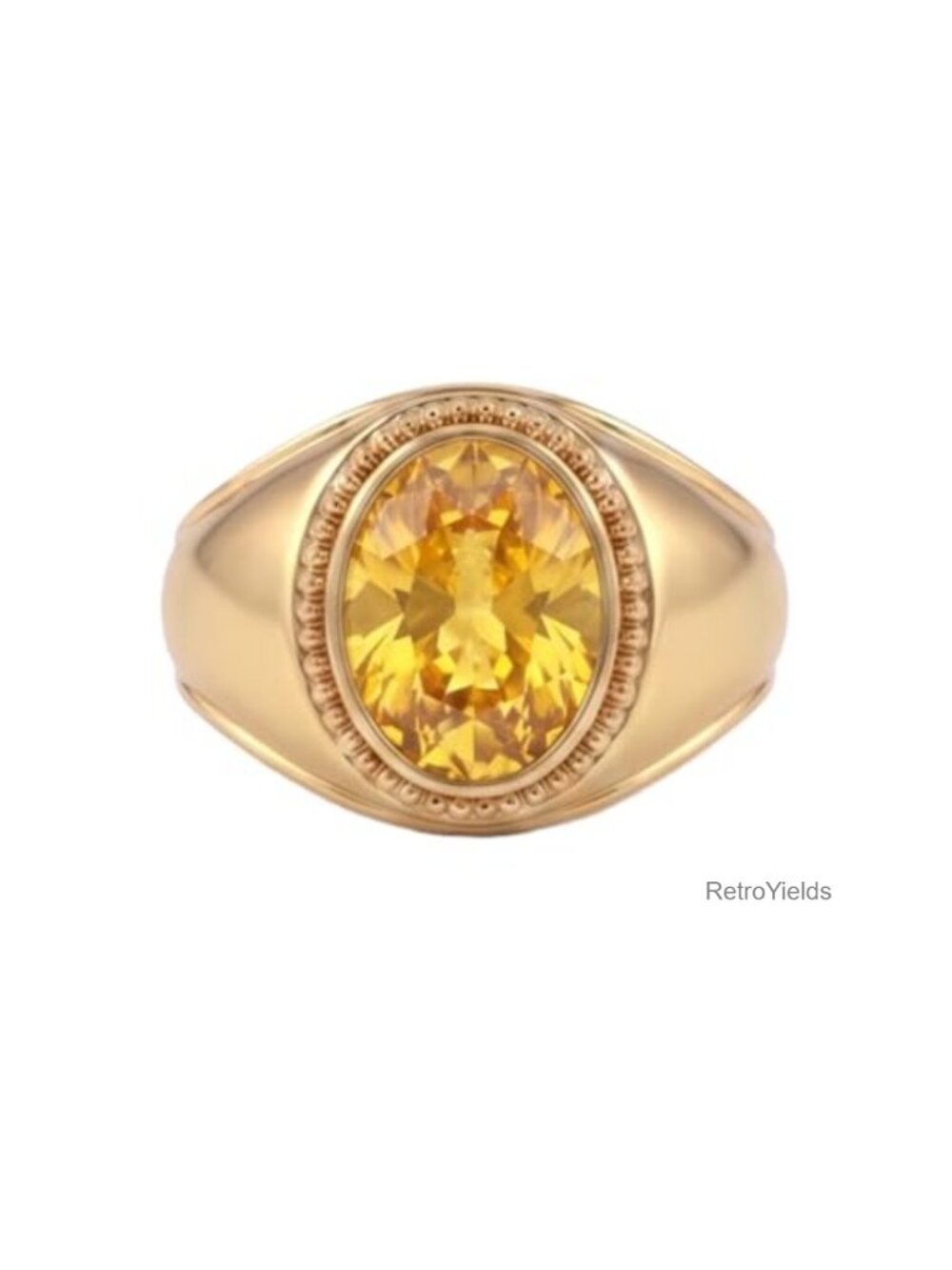 7.50 Ct Natural Yellow Sapphire 14k Gold Plated Bezel Adjustable Ring